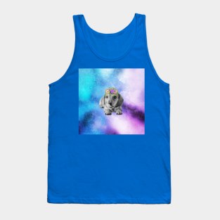 Distressed Floral Watercolour Dachshund Puppy Tank Top